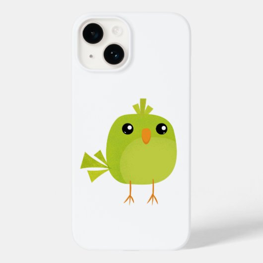 Coques Case-Mate iPhone Dessin animé d'oiseau vert mignon (Verso)