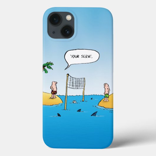 Coques Case-Mate iPhone Dessin animé drôle de volley-ball de requin (Verso)