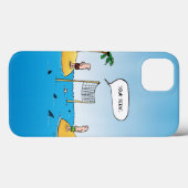 Coques Case-Mate iPhone Dessin animé drôle de volley-ball de requin (Verso (horizontal))