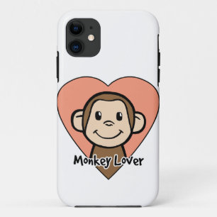 Coque iPhone 11 Dessin animé mignon Clip Art Sourire Singe Amour d