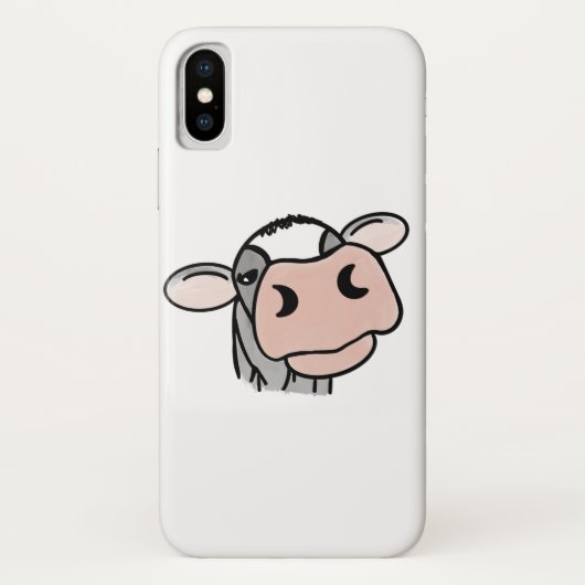 Coques Case-Mate iPhone dessin animé vache noir blanc rose baiser gris ani (Dos)