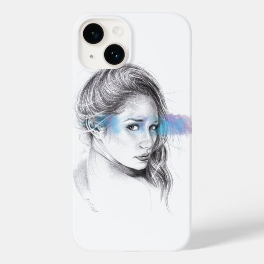 Coques Case-Mate iPhone Dessin au crayon de portrait de fille (Verso)