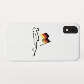 Coques Case-Mate iPhone Dessin au trait de voiture de course avec drapeau (Dos (Horizontal))