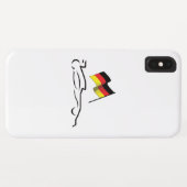 Coques Case-Mate iPhone Dessin au trait de voiture de course avec drapeau (Dos (Horizontal))