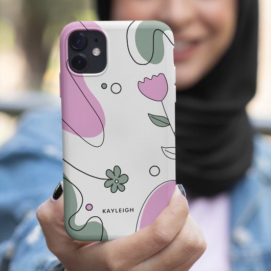 Coques Case-Mate iPhone Dessin botanique abstrait féminin et formes