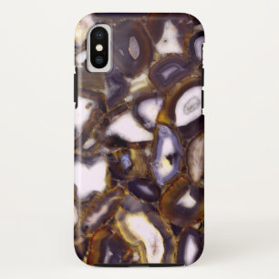 Coques Pour iPhone dessin d'agate marron violet blanc
