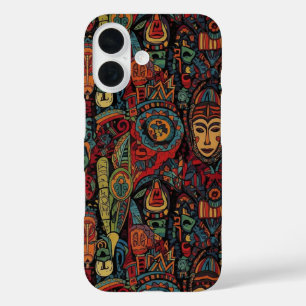 COQUES iPhone 16 DESSIN D'ART TRIBAL AFRICAIN