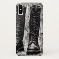 Dessin de bottes noires à lacets pour motard robus