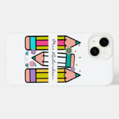 Coques Case-Mate iPhone Dessin de dessin au crayon du nom de l'enseignant  (Verso (horizontal))