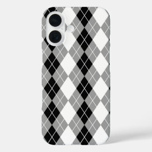 Coques iPhone 16 Dessin de diamant Argyle gris noir blanc