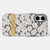 Coques Case-Mate iPhone Dessin de fleur blanche rustique avec nom personna (Verso (horizontal))