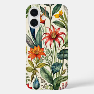 Coques iPhone 16 Dessin de fleurs dans un style pastel