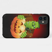 Coques Case-Mate iPhone Dessin de Frankenstein Monster avec Citrouille (Dos (Horizontal))