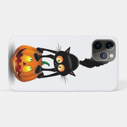 Coques Case-Mate iPhone Dessin d'Halloween au chat effrayé sur Citrouille (Dos (Horizontal))