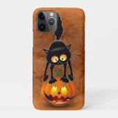 Coques Case-Mate iPhone Dessin d'Halloween au chat effrayé sur Citrouille (Dos)
