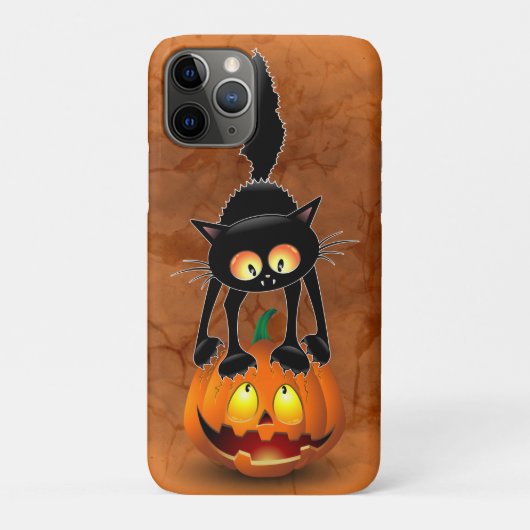 Coques Case-Mate iPhone Dessin d'Halloween au chat effrayé sur Citrouille (Dos)