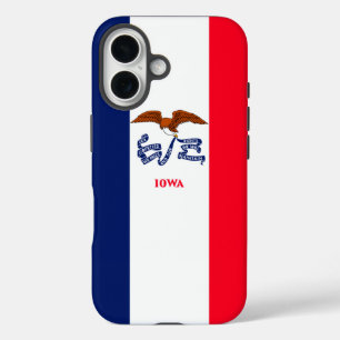 Coques iPhone 16 Dessin du drapeau de l'Iowa