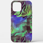 Coques Case-Mate iPhone dessin en mosaïque Abstraite de vert et bleu rusti (Verso)