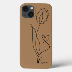 Case-Mate iPhone Case dessin fleur noire coeur rose téléphone personnali