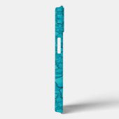 Coques Case-Mate iPhone Dessin floral bleu vert Monogramme Initiales (Verso / Droite)