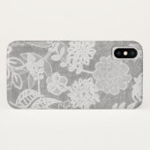 Coques Case-Mate iPhone dessin floral gris argent (Dos (Horizontal))