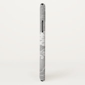 Coques Case-Mate iPhone dessin floral gris argent (Dos/Droite)