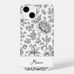 Coque Pour iPhone 14 Dessin floral personnalisé élégant et raffiné