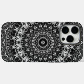Coques Case-Mate iPhone Dessin géométrique mandala noir et blanc (Verso (horizontal))
