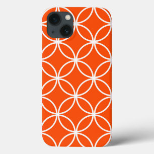 Etui iPhone 13 Dessin géométrique orange de cercles qui se chevau