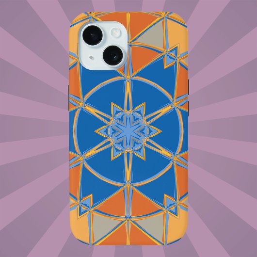 Coques Case-Mate iPhone Dessin Mandala bleu orange et jaune
