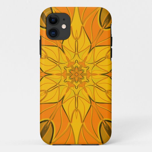 Coques Case-Mate iPhone Dessin Mandala Fleur Jaune (Dos)