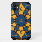 Coques Case-Mate iPhone Dessin Mandala Fleur jaune bleu et orange (Dos)