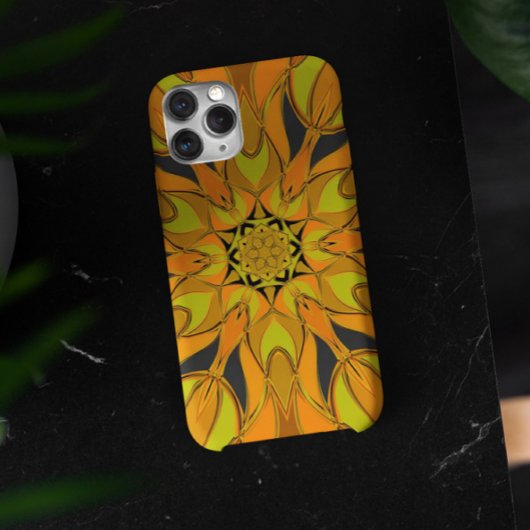 Coques Case-Mate iPhone Dessin Mandala Fleur jaune orange et bleu