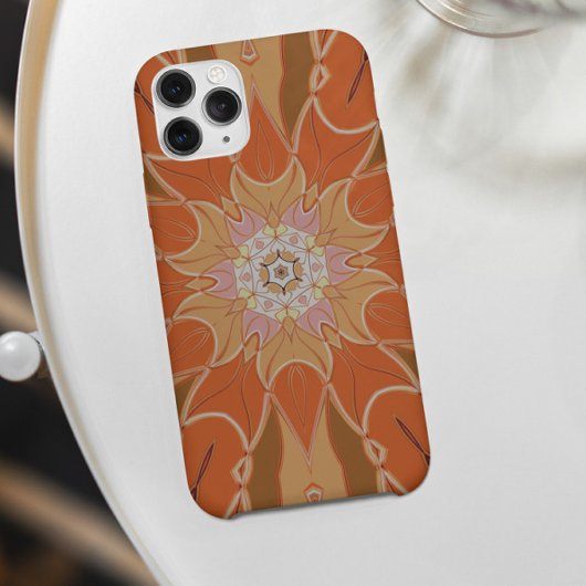 Coques Case-Mate iPhone Dessin Mandala Fleur orange et rose
