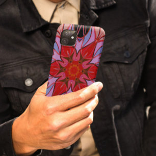 Case-Mate iPhone Case Dessin Mandala Fleur Rouge Bleu et Rose