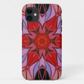 Coques Case-Mate iPhone Dessin Mandala Fleur Rouge Bleu et Rose (Dos)