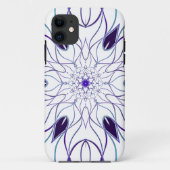 Coques Case-Mate iPhone Dessin Mandala Flower blanc et violet (Dos)
