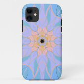 Coques Case-Mate iPhone Dessin Mandala Flower bleu et jaune (Dos)