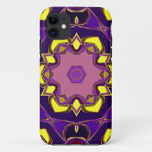 Coques Case-Mate iPhone Dessin Mandala Flower jaune et violet (Dos)