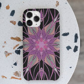 Coques Case-Mate iPhone Dessin Mandala Flower noir violet et rose