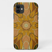 Coques Case-Mate iPhone Dessin Mandala Flower orange et vert (Dos)