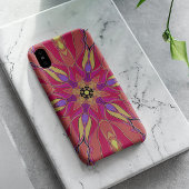 Coques Case-Mate iPhone Dessin Mandala Flower rose jaune et violet