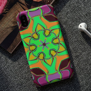 Case-Mate iPhone Case Dessin Mandala Flower vert orange et violet