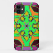 Coques Case-Mate iPhone Dessin Mandala Flower vert orange et violet (Dos)