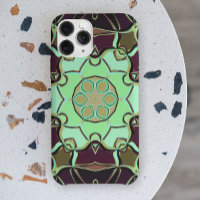 Dessin Mandala Flower vert violet et noir