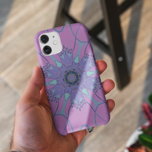 Coques Case-Mate iPhone Dessin Mandala Flower violet et bleu