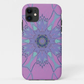 Coques Case-Mate iPhone Dessin Mandala Flower violet et bleu (Dos)