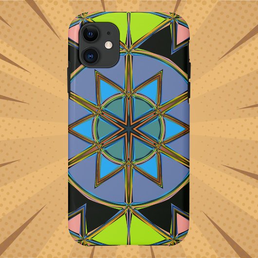 Coques Case-Mate iPhone Dessin Mandala Green Blue et Orange