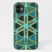 Coques Case-Mate iPhone Dessin Mandala Vert bleu et jaune (Dos)