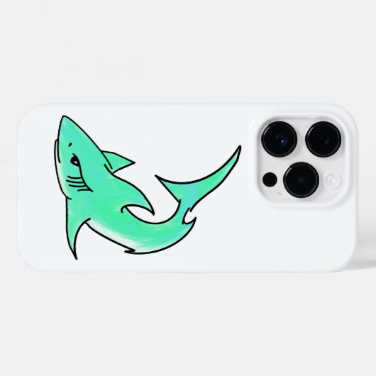 Coques Case-Mate iPhone dessin souriant requin menthe bleu vert océan anim (Verso (horizontal))